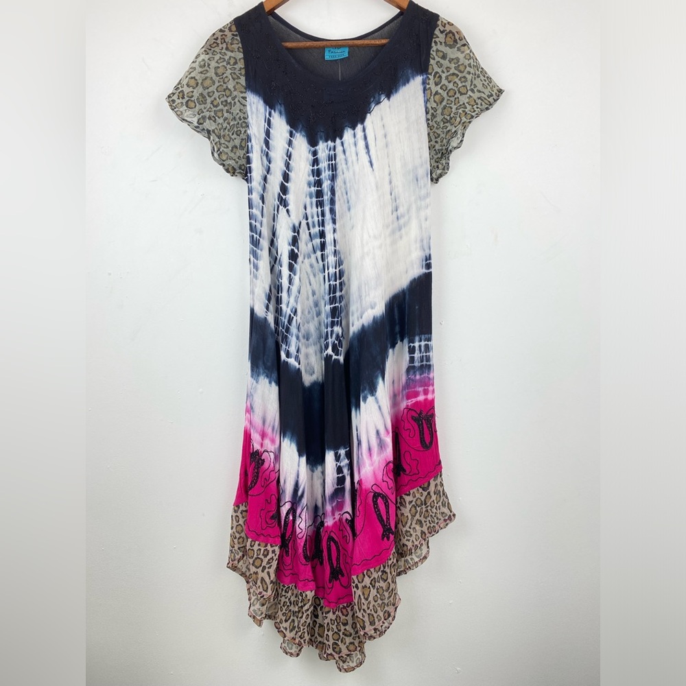 SB Fashion One Size Women’s Multicolor Tie Dye Short Sleeve Dress